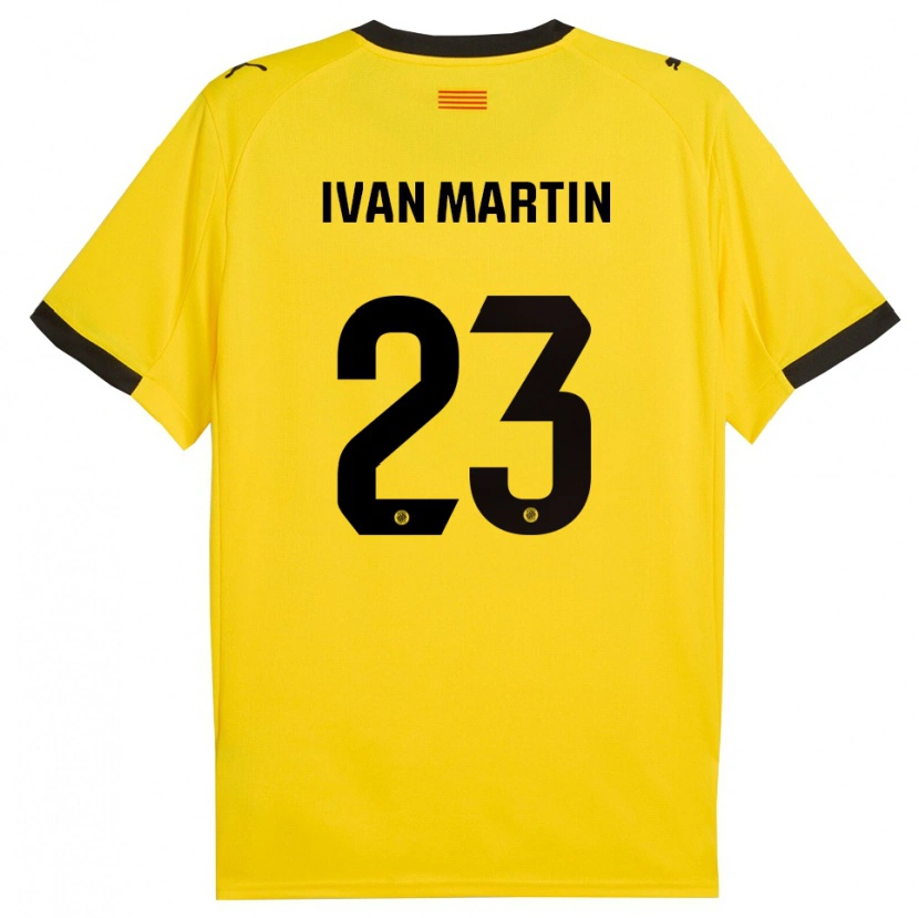 Danxen Homem Camisola Iván Martín #23 Amarelo Preto Alternativa 2025/26 Camisa