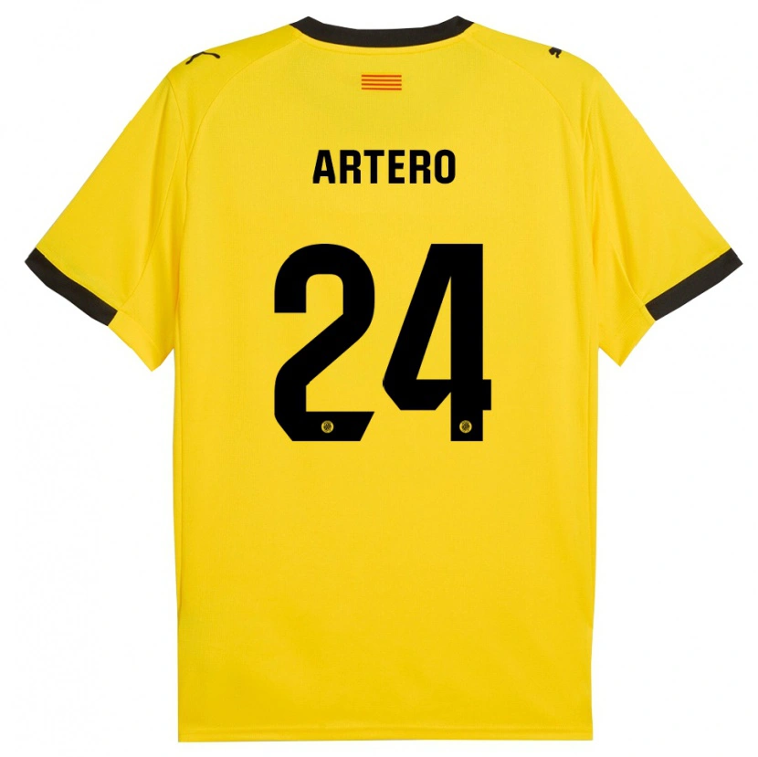 Danxen Homem Camisola Ricard Artero #24 Amarelo Preto Alternativa 2025/26 Camisa