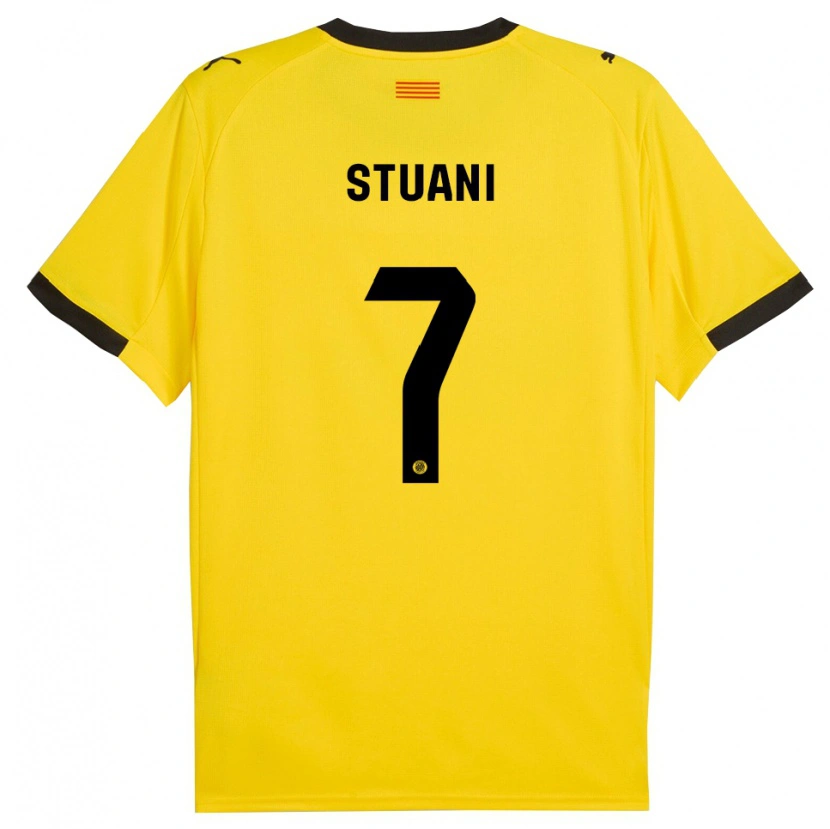 Danxen Homem Camisola Cristhian Stuani #7 Amarelo Preto Alternativa 2025/26 Camisa