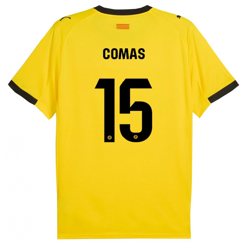 Danxen Homem Camisola Oriol Comas #15 Amarelo Preto Alternativa 2025/26 Camisa