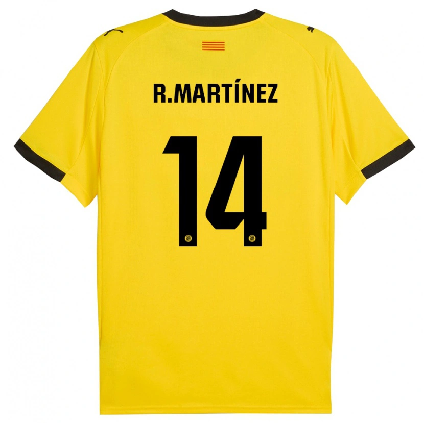 Danxen Homem Camisola Raúl Martínez #14 Amarelo Preto Alternativa 2025/26 Camisa