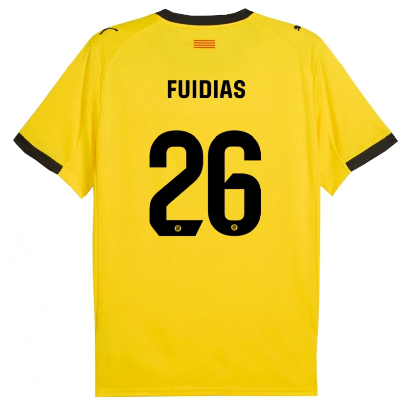 Danxen Homem Camisola Toni Fuidias #26 Amarelo Preto Alternativa 2025/26 Camisa