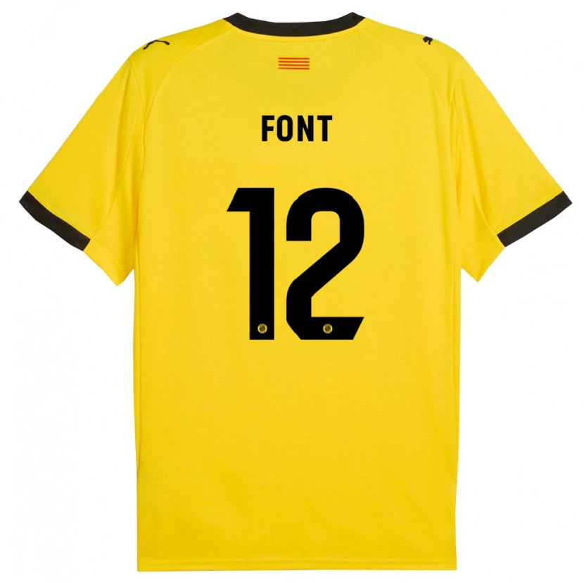 Danxen Homem Camisola Jordi Font #12 Amarelo Preto Alternativa 2025/26 Camisa