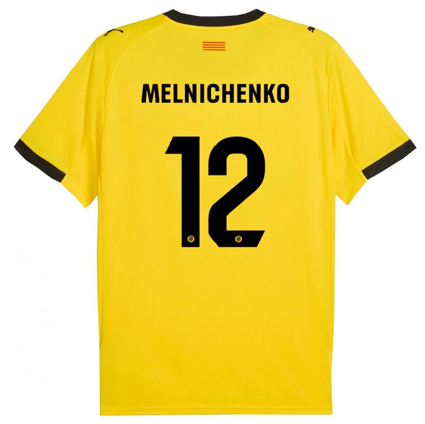 Danxen Homem Camisola Dmytro Melnichenko #12 Amarelo Preto Alternativa 2025/26 Camisa