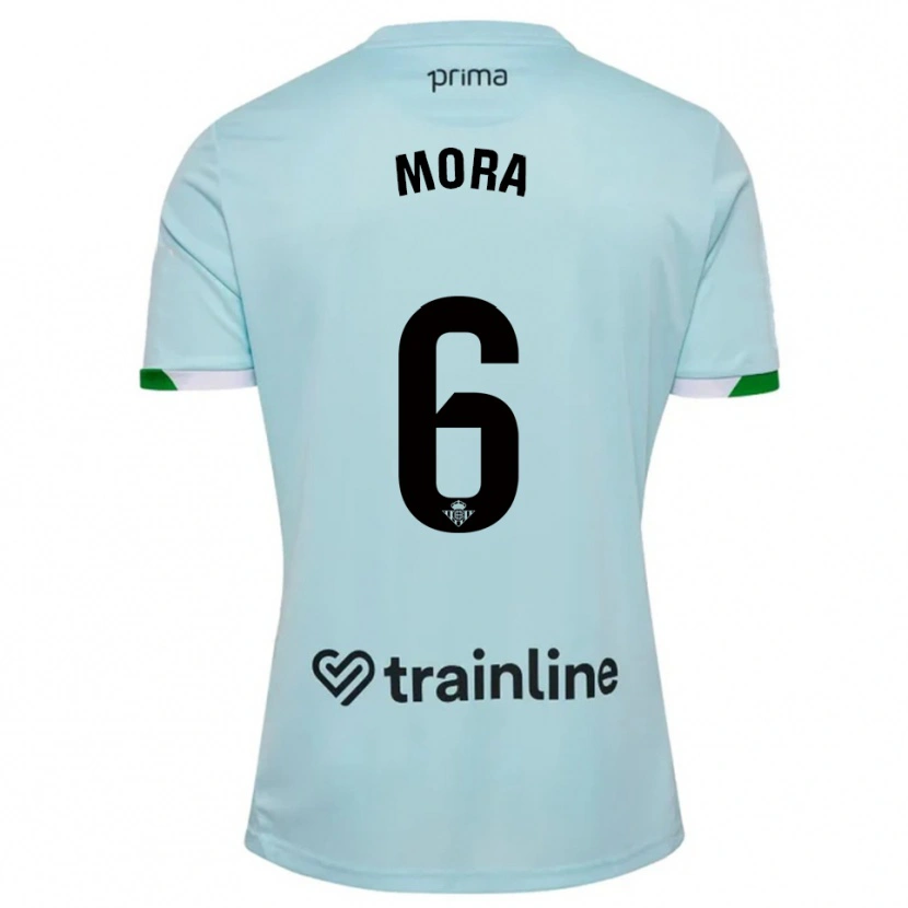 Danxen Homem Camisola Marcos Mora #6 Azul Celeste Verde Alternativa 2025/26 Camisa