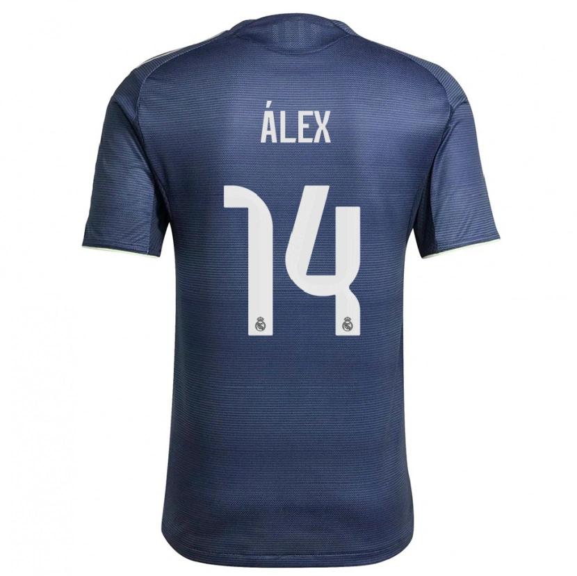 Danxen Homem Camisola Álex Pérez #14 Azul Marinho Prata Alternativa 2025/26 Camisa