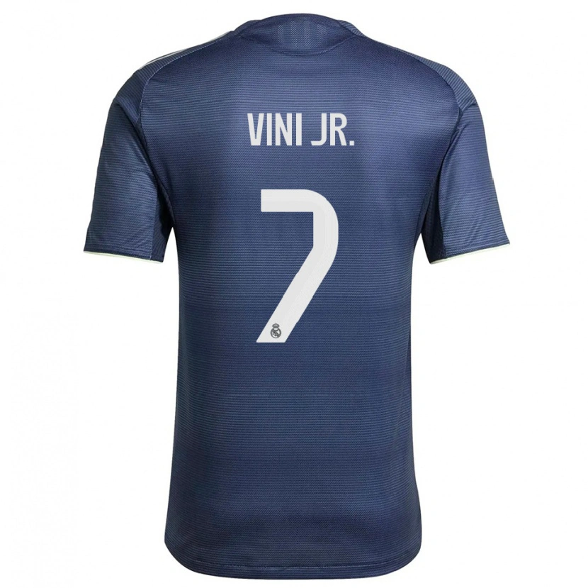 Danxen Homem Camisola Vinicius Junior #7 Azul Marinho Prata Alternativa 2025/26 Camisa