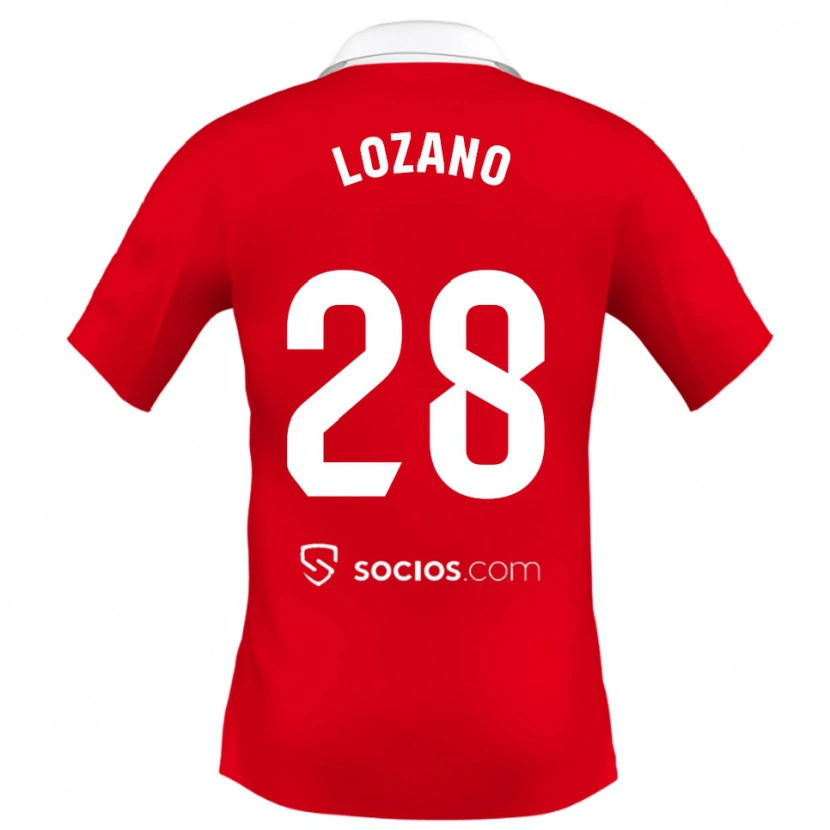 Danxen Homem Camisola Elena Lozano #28 Vermelho Branco Cinza Alternativa 2025/26 Camisa