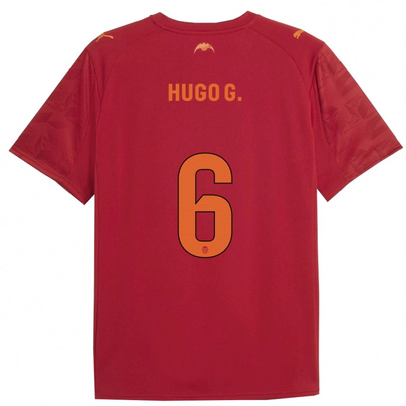 Danxen Homem Camisola Hugo Guillamón #6 Vermelho Laranja Alternativa 2025/26 Camisa