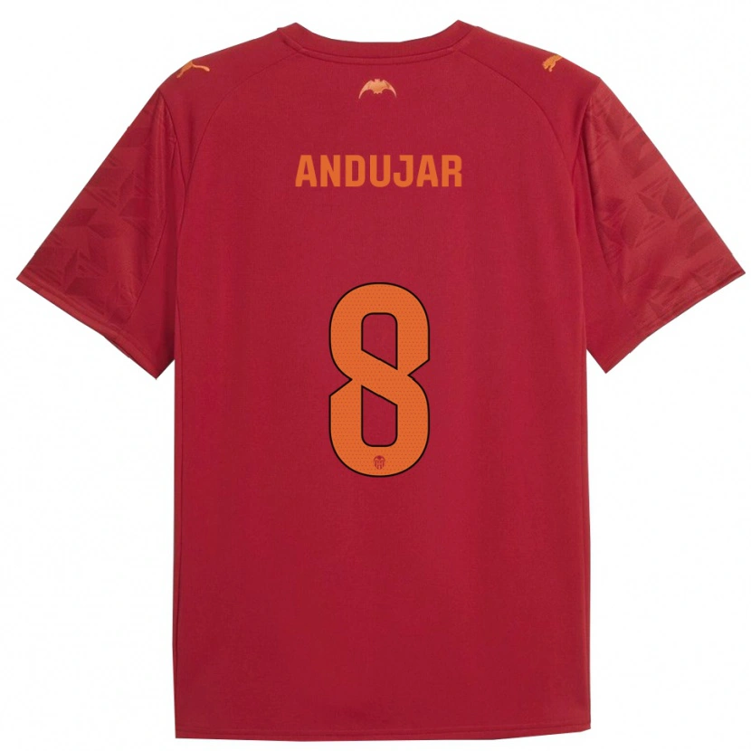 Danxen Homem Camisola Candela Andujar #8 Vermelho Laranja Alternativa 2025/26 Camisa