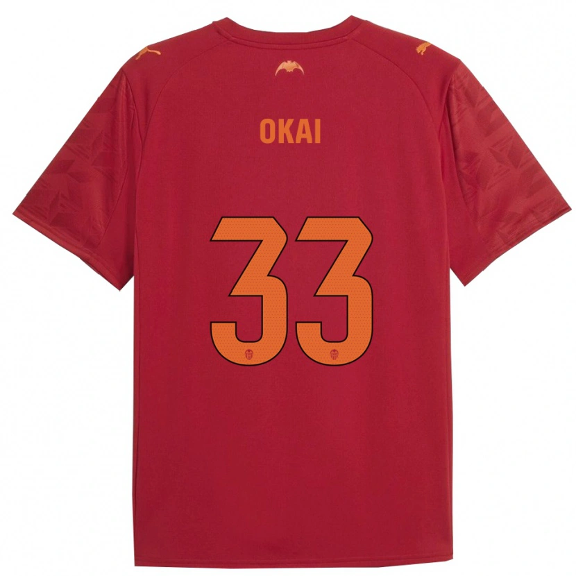 Danxen Homem Camisola Leslie Okai #33 Vermelho Laranja Alternativa 2025/26 Camisa