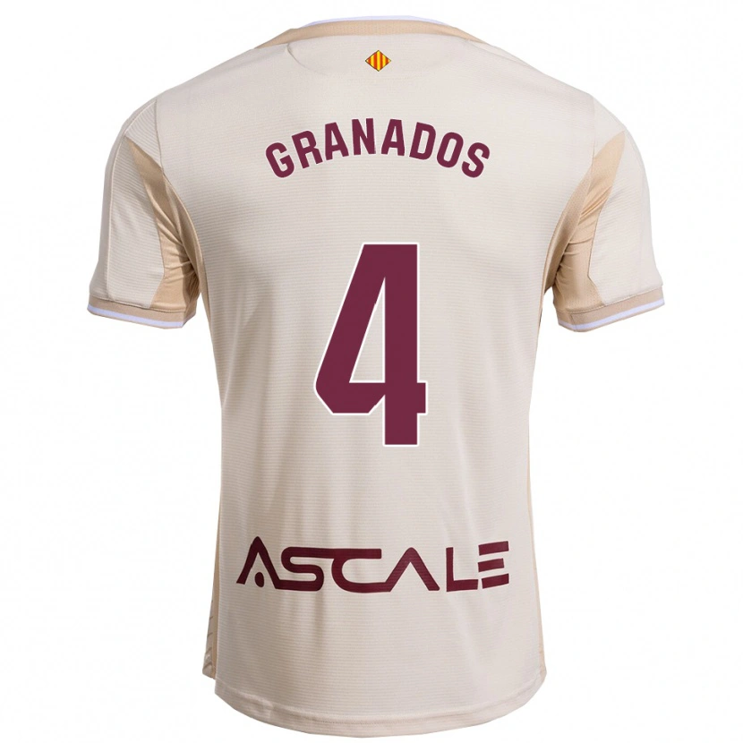 Danxen Homem Camisola Carlos Granados #4 Branco Sujo Borgonha Alternativa 2025/26 Camisa