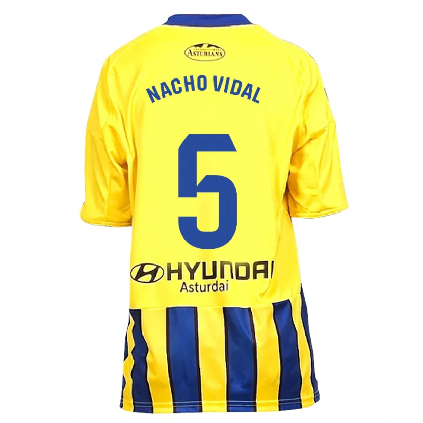 Danxen Homem Camisola Nacho Vidal #5 Amarelo Azul Alternativa 2025/26 Camisa