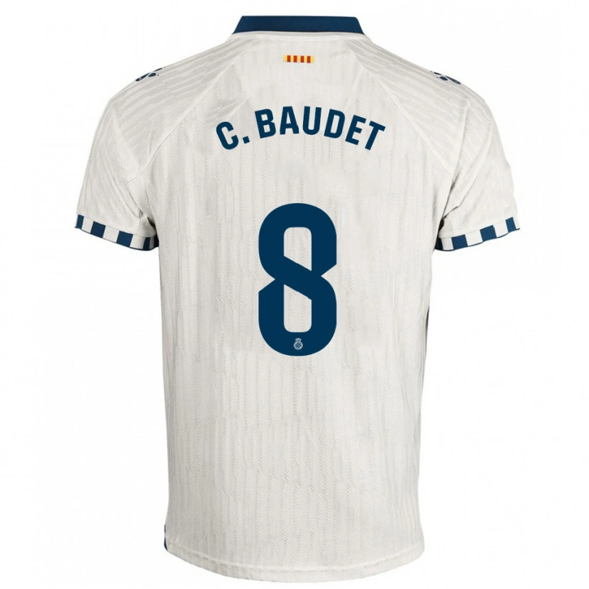 Danxen Homem Camisola Cristina Baudet Lucena #8 Branco Azul Alternativa 2025/26 Camisa