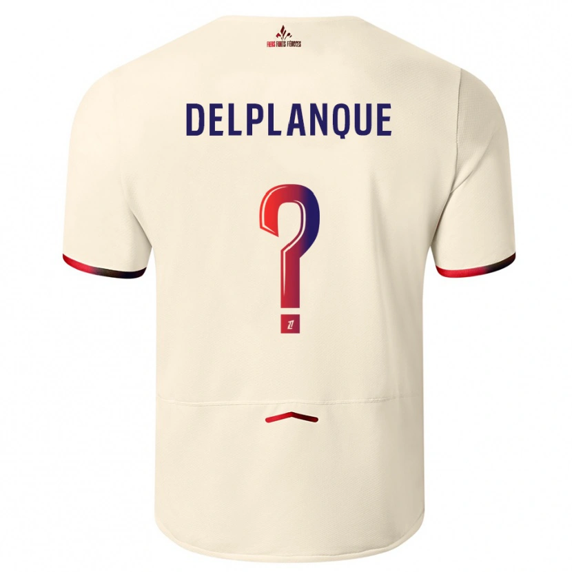 Danxen Homem Camisola Gaël Delplanque #0 Branco Sujo Vermelho Alternativa 2025/26 Camisa