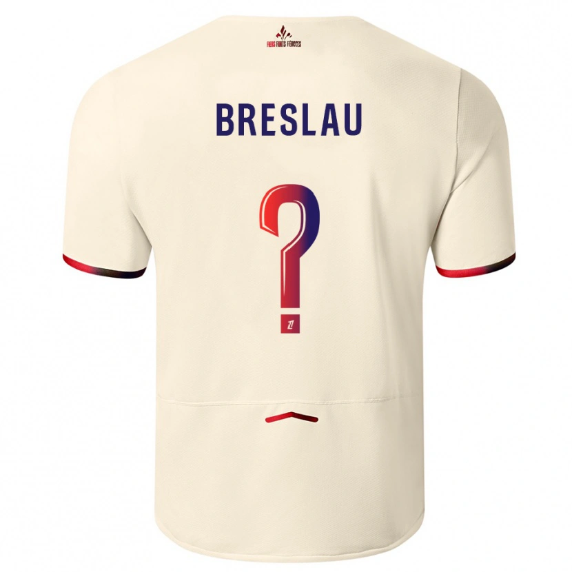 Danxen Homem Camisola Jessy Breslau #0 Branco Sujo Vermelho Alternativa 2025/26 Camisa