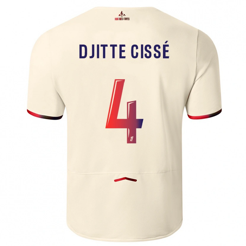 Danxen Homem Camisola Babacar Djitte Cissé #4 Branco Sujo Vermelho Alternativa 2025/26 Camisa