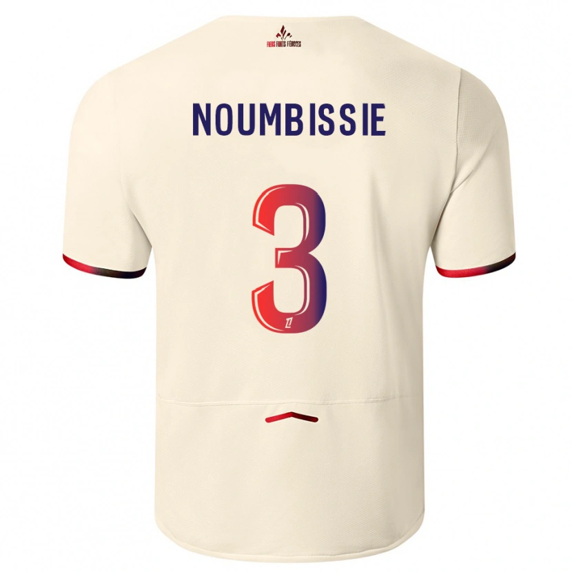 Danxen Homem Camisola Stéphane Noumbissie #3 Branco Sujo Vermelho Alternativa 2025/26 Camisa