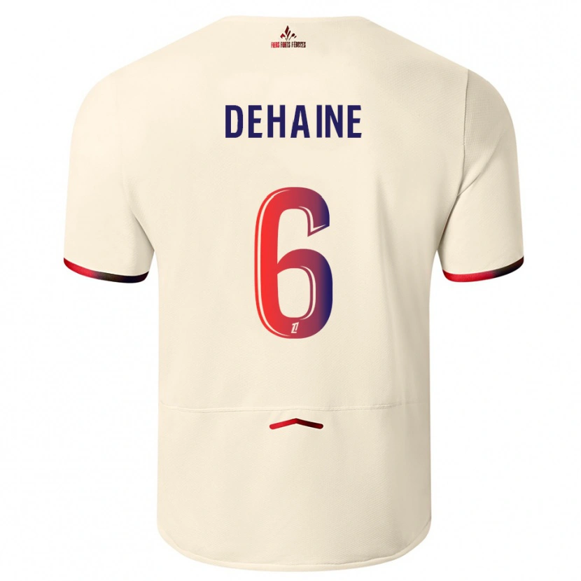 Danxen Homem Camisola Axel Dehaine #6 Branco Sujo Vermelho Alternativa 2025/26 Camisa