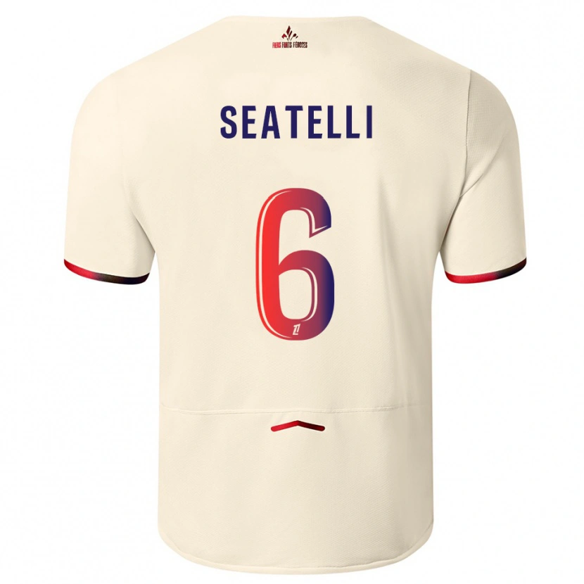 Danxen Homem Camisola Adrien Seatelli #6 Branco Sujo Vermelho Alternativa 2025/26 Camisa