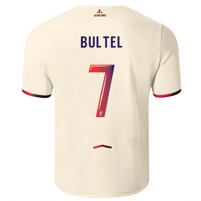 Danxen Homem Camisola Ludivine Bultel #7 Branco Sujo Vermelho Alternativa 2025/26 Camisa