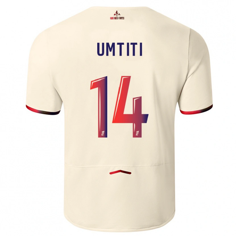 Danxen Homem Camisola Samuel Umtiti #14 Branco Sujo Vermelho Alternativa 2025/26 Camisa