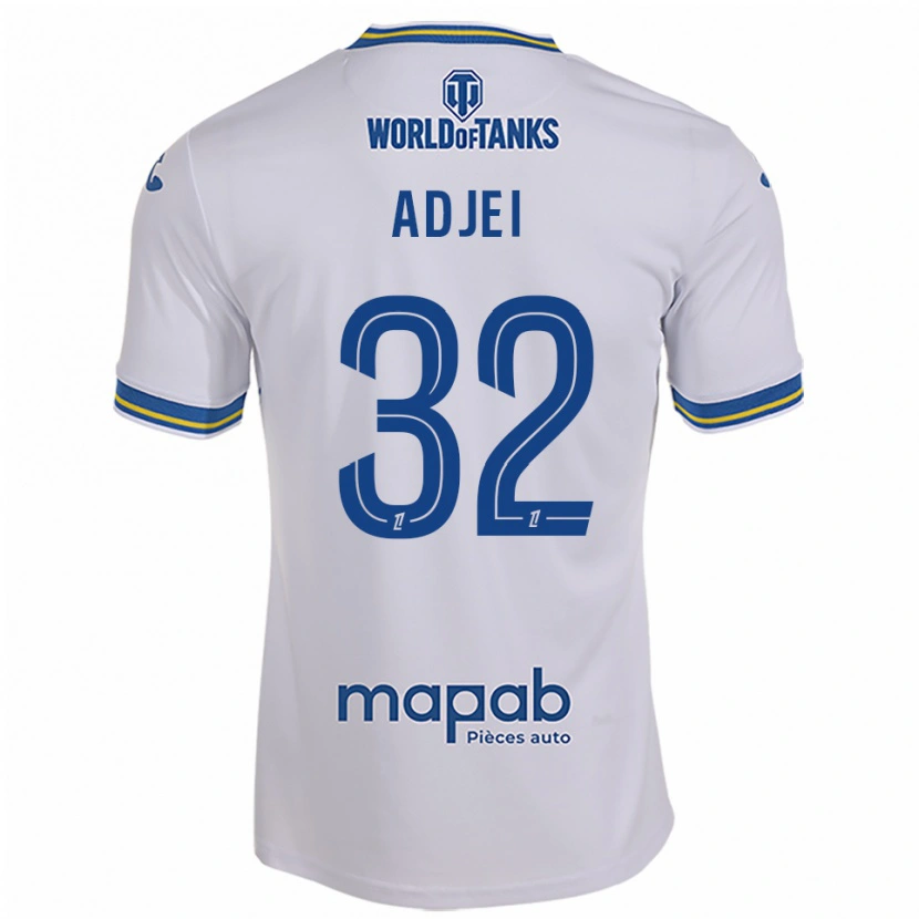 Danxen Homem Camisola Nathaniel Adjei #32 Branco Azul Celeste Alternativa 2025/26 Camisa