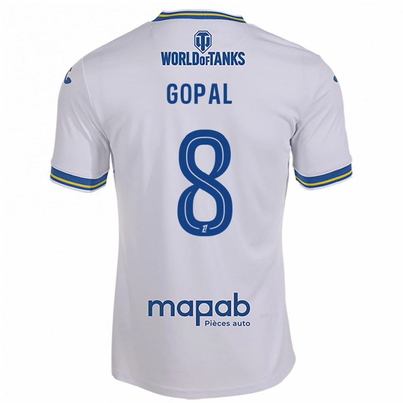 Danxen Homem Camisola Julie Gopal #8 Branco Azul Celeste Alternativa 2025/26 Camisa