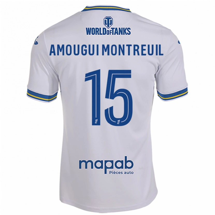 Danxen Homem Camisola Maceo Amougui Montreuil #15 Branco Azul Celeste Alternativa 2025/26 Camisa