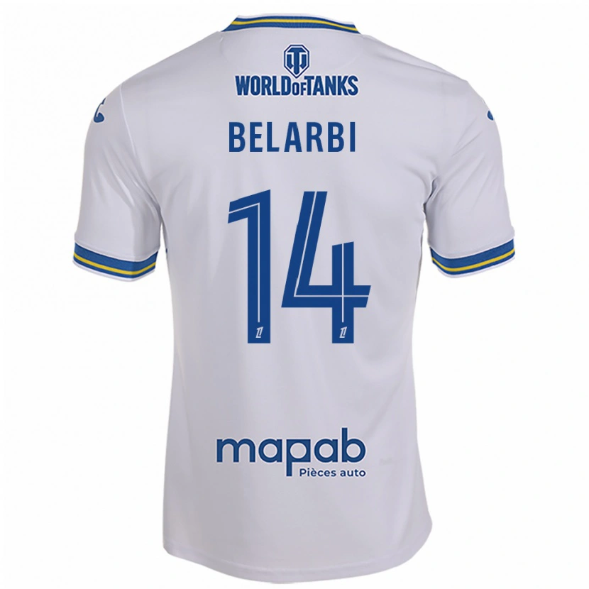 Danxen Homem Camisola Sohaib Belarbi #14 Branco Azul Celeste Alternativa 2025/26 Camisa