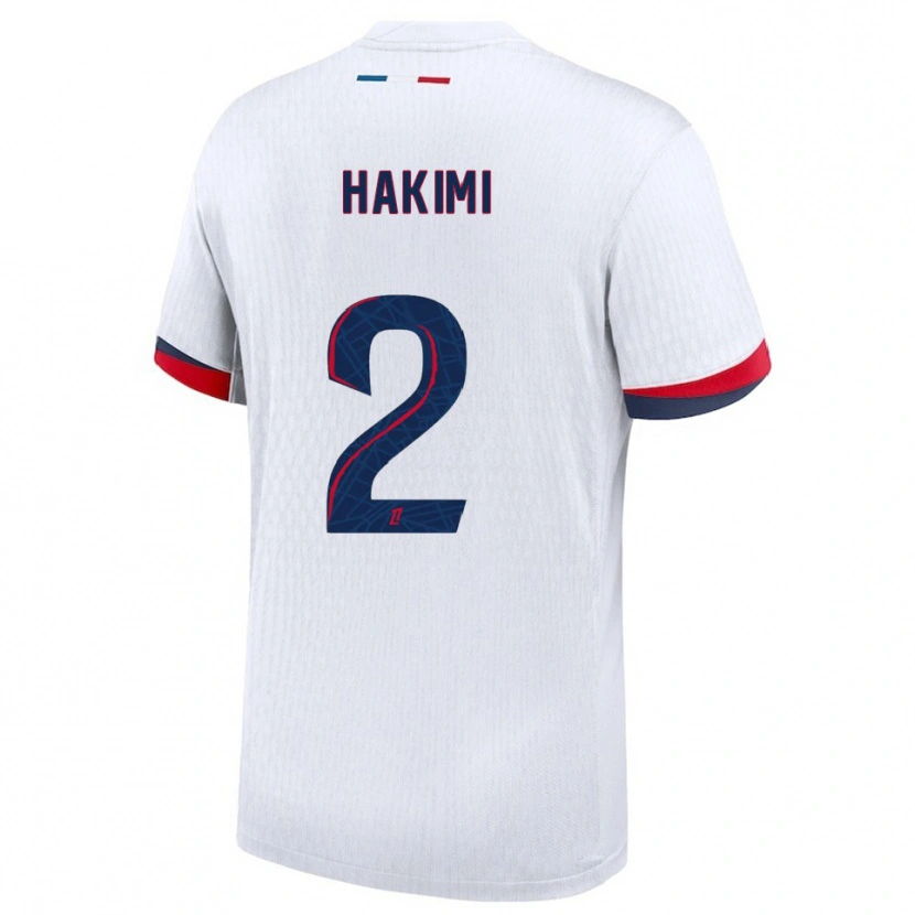 Danxen Homem Camisola Achraf Hakimi #2 Branco Vermelho Alternativa 2025/26 Camisa