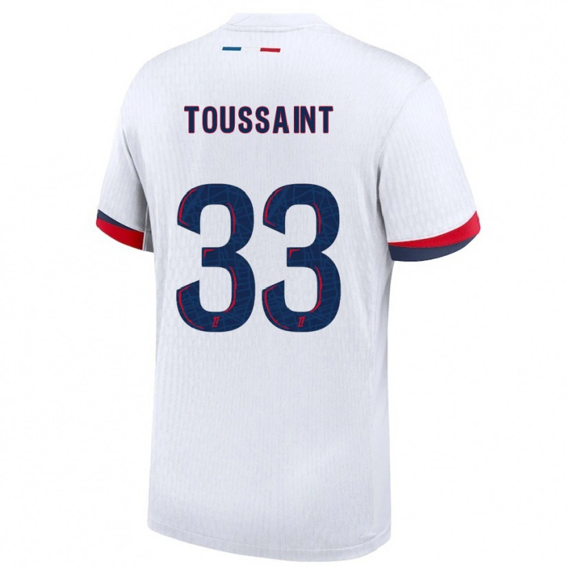 Danxen Homem Camisola Océane Toussaint #33 Branco Vermelho Alternativa 2025/26 Camisa