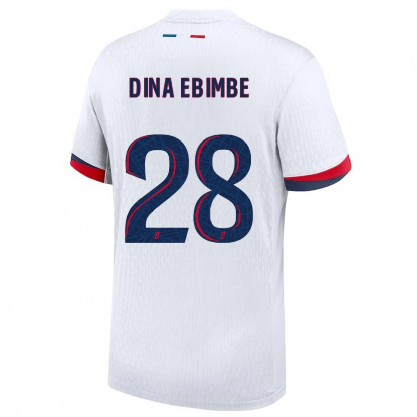 Danxen Homem Camisola Eric Junior Dina Ebimbe #28 Branco Vermelho Alternativa 2025/26 Camisa