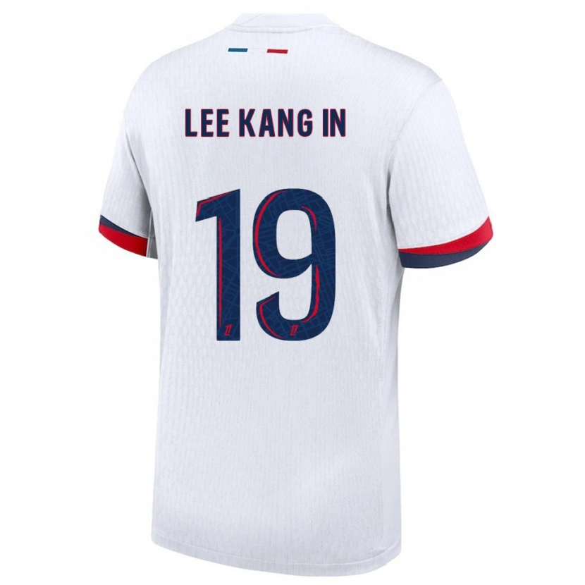 Danxen Homem Camisola Kang-In Lee #19 Branco Vermelho Alternativa 2025/26 Camisa