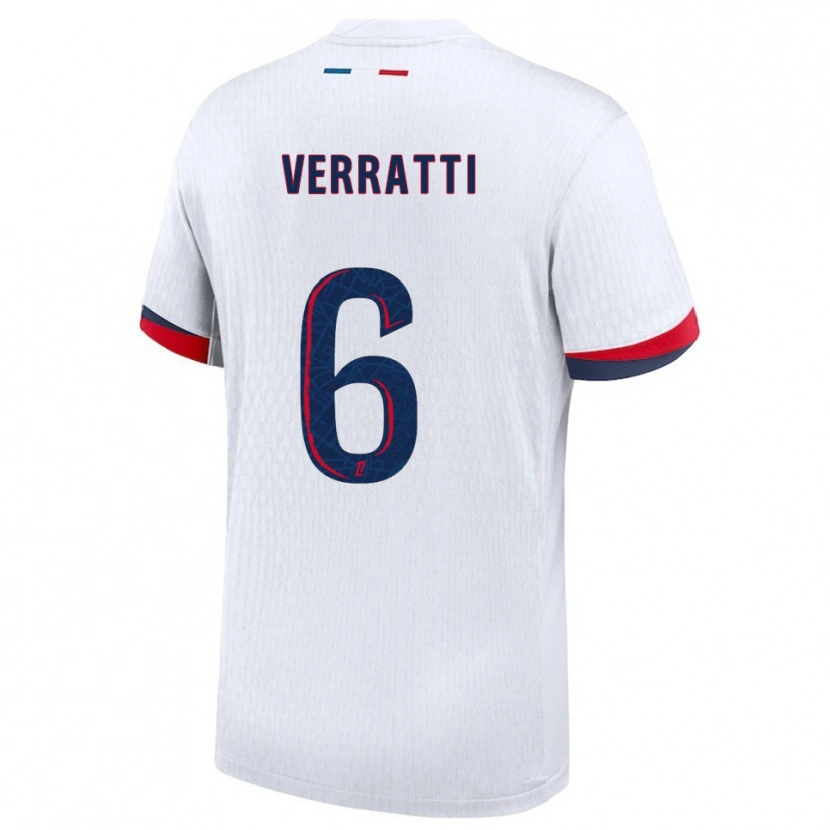 Danxen Homem Camisola Marco Verratti #6 Branco Vermelho Alternativa 2025/26 Camisa