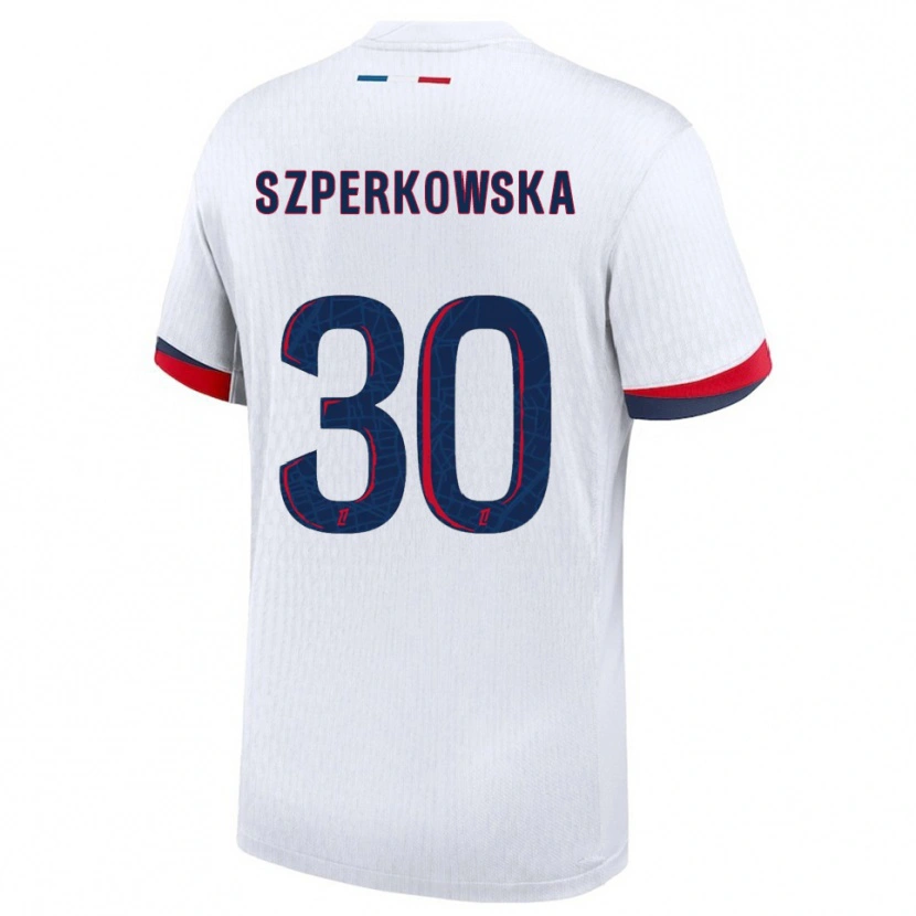 Danxen Homem Camisola Oliwia Szperkowska #30 Branco Vermelho Alternativa 2025/26 Camisa