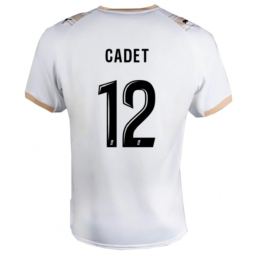 Danxen Homem Camisola Charlélie Cadet #12 Branco Preto Alternativa 2025/26 Camisa