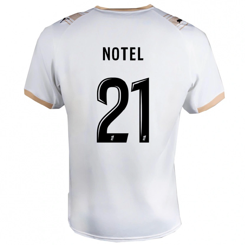 Danxen Homem Camisola Léa Notel #21 Branco Preto Alternativa 2025/26 Camisa