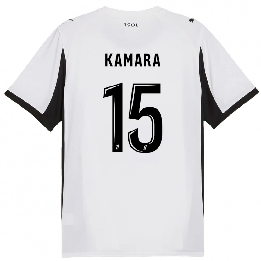 Danxen Homem Camisola Glen Kamara #15 Branco Preto Alternativa 2025/26 Camisa