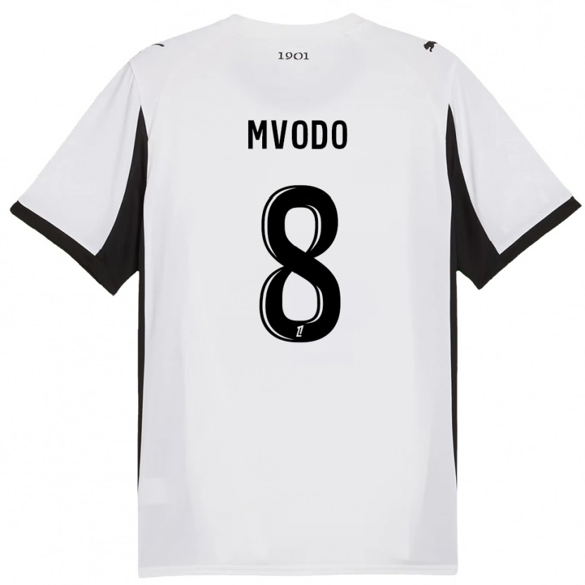 Danxen Homem Camisola Steeve Mvodo Mvodo #8 Branco Preto Alternativa 2025/26 Camisa