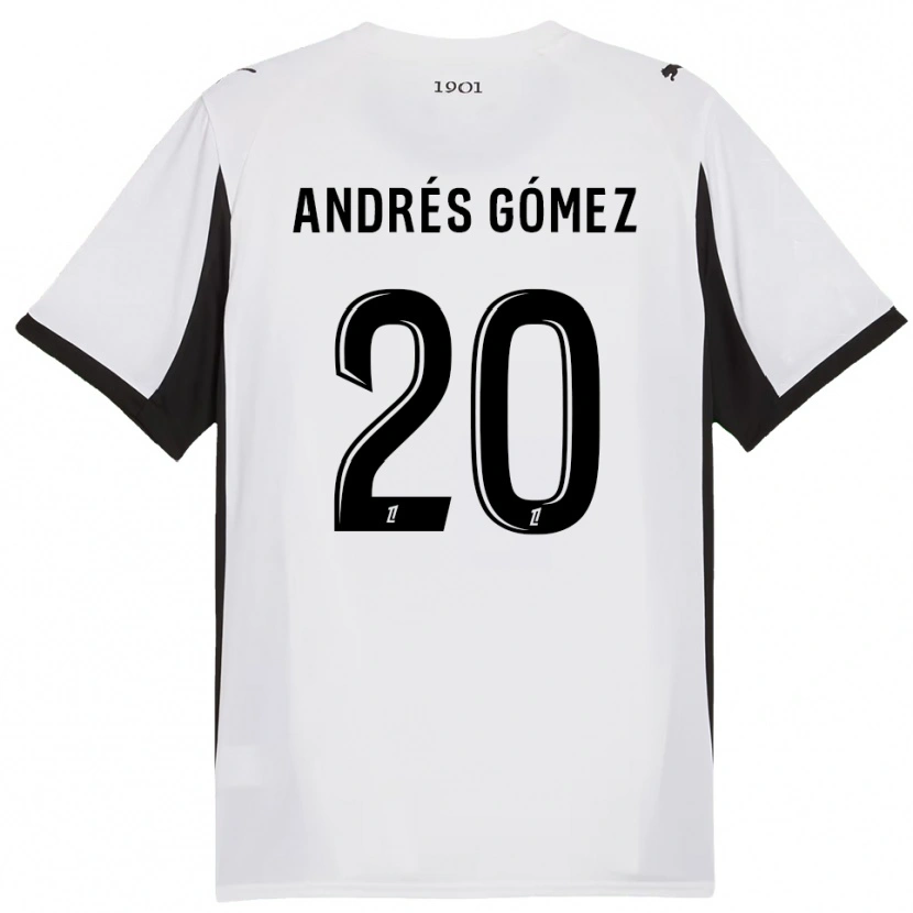 Danxen Homem Camisola Carlos Andrés Gómez #20 Branco Preto Alternativa 2025/26 Camisa