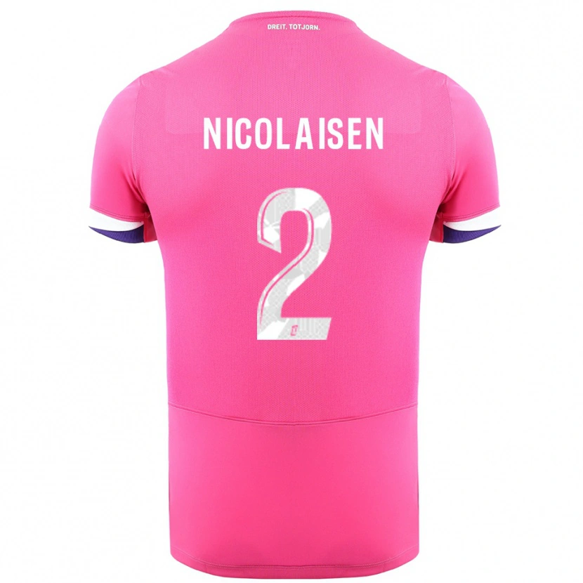 Danxen Homem Camisola Rasmus Nicolaisen #2 Rosa Branco Alternativa 2025/26 Camisa