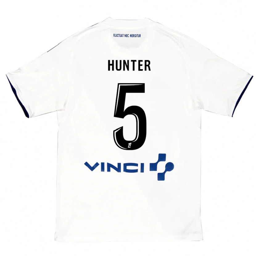 Danxen Homem Camisola Sarah Hunter #5 Branco Azul Alternativa 2025/26 Camisa