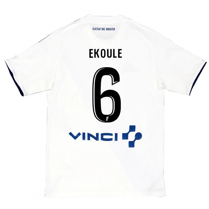 Danxen Homem Camisola Lionel Ekoule #6 Branco Azul Alternativa 2025/26 Camisa