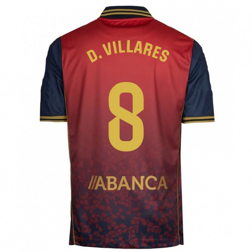 Danxen Homem Camisola Diego Villares #8 Vermelho Marinho Alternativa 2025/26 Camisa