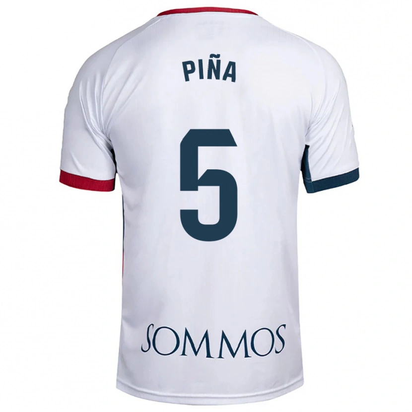 Danxen Homem Camisola Piña #5 Branco Vermelho Alternativa 2025/26 Camisa