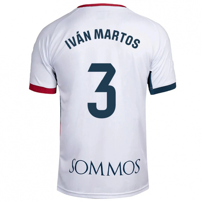 Danxen Homem Camisola Iván Martos #3 Branco Vermelho Alternativa 2025/26 Camisa