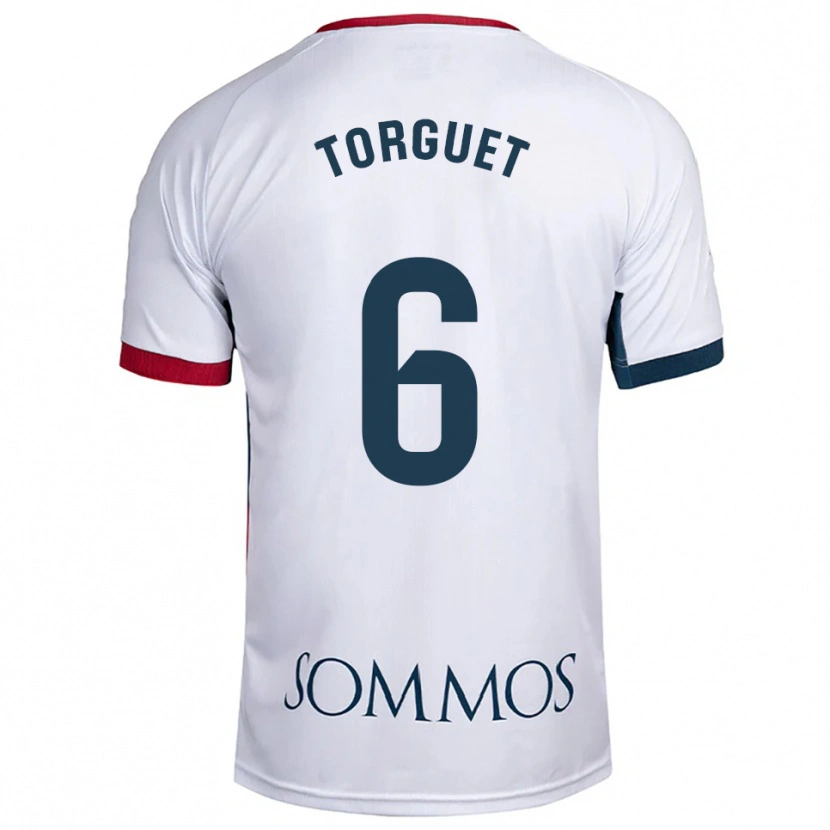 Danxen Homem Camisola Miguel Torguet #6 Branco Vermelho Alternativa 2025/26 Camisa