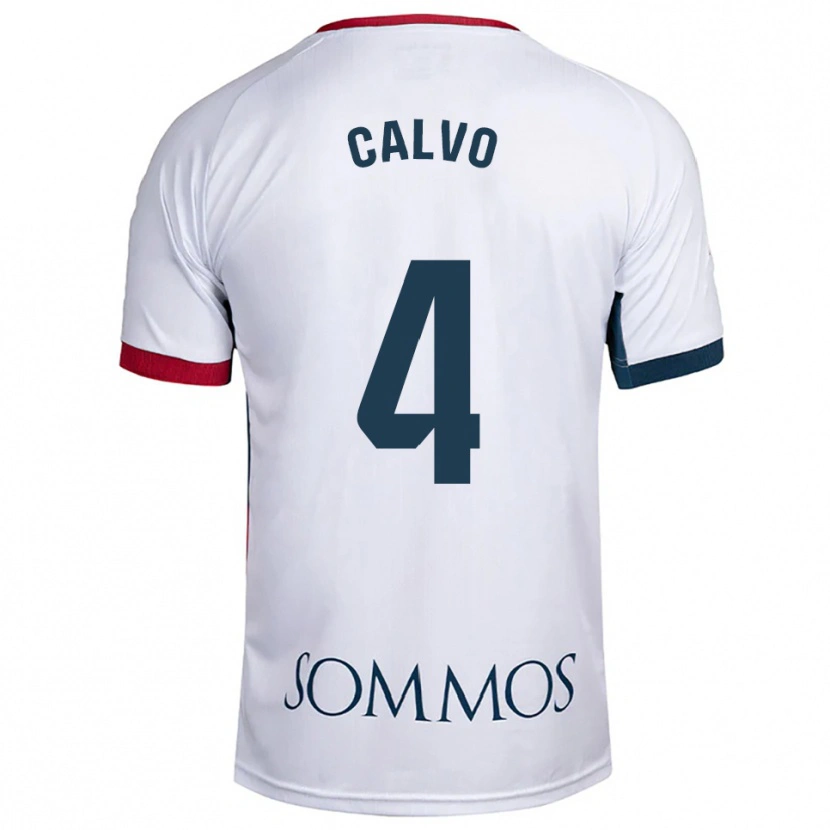 Danxen Homem Camisola Álex Calvo #4 Branco Vermelho Alternativa 2025/26 Camisa