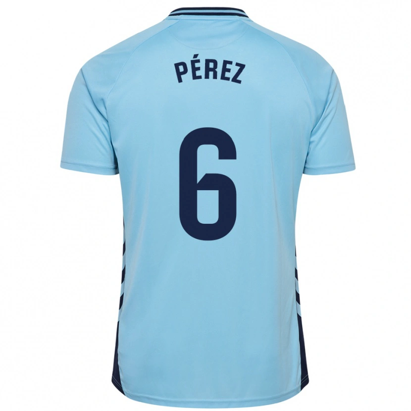 Danxen Homem Camisola Yoni Pérez #6 Azul Celeste Alternativa 2025/26 Camisa